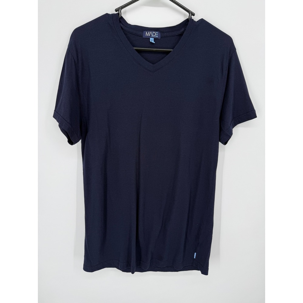 MADE Cam Newton T-Shirt Mens Medium Navy‎ Blue Cotton Modal V-Neck Short Sleeve